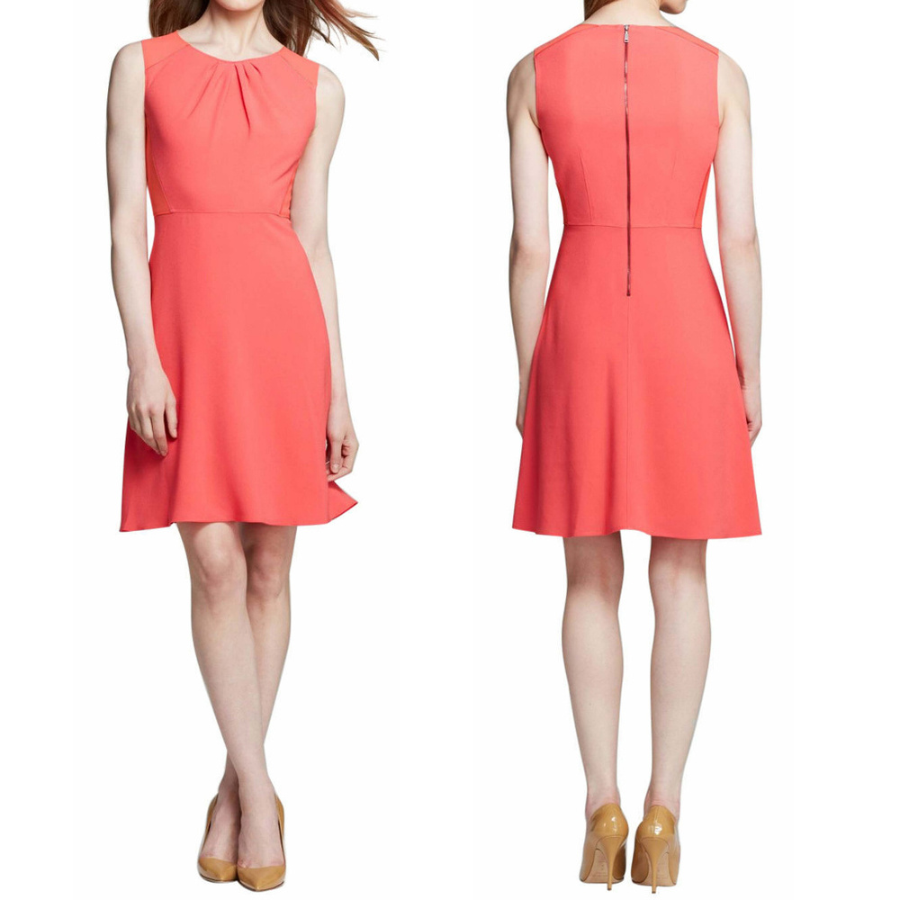 Elie Tahari peach pink A-line flirty dress